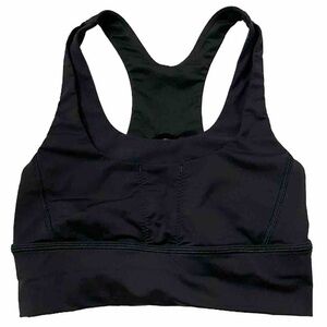 Lululemon Sports Bra Women’s 4 Black Front Pockets Racer back Cut Out